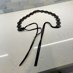 Black suede and metal belt